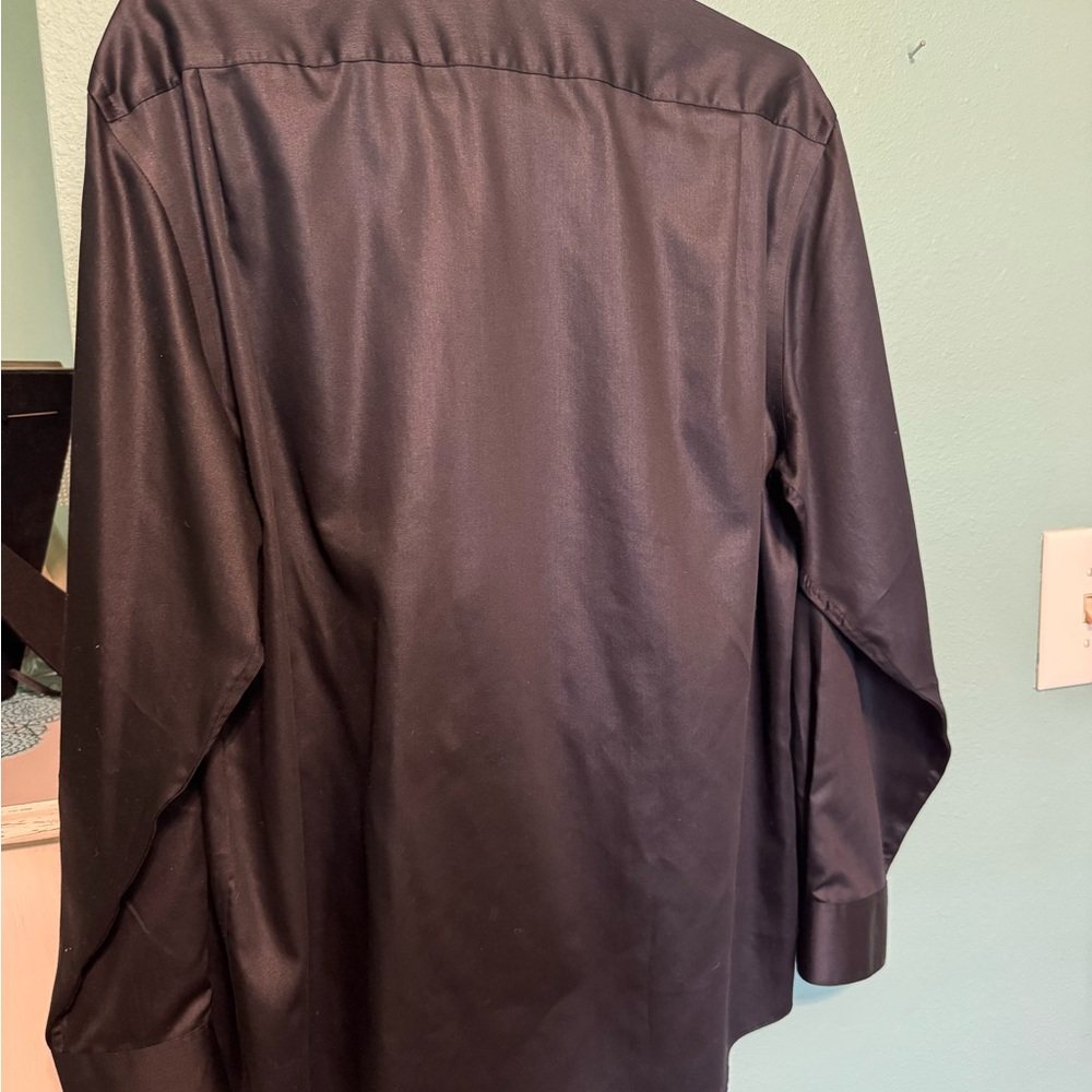 George Black Satin Long-Sleeve Dress Shirt - Picture 2 of 4